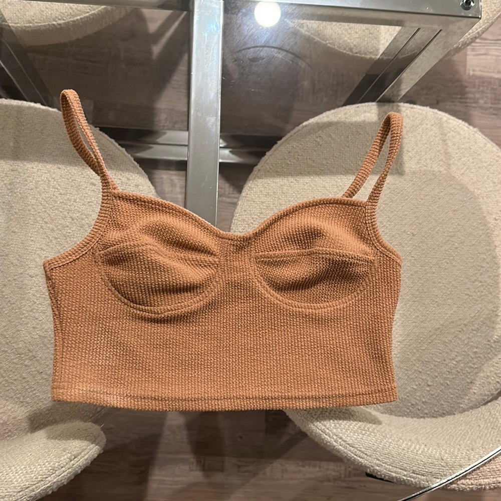 Naked Wardrobe Tan Crop Top
